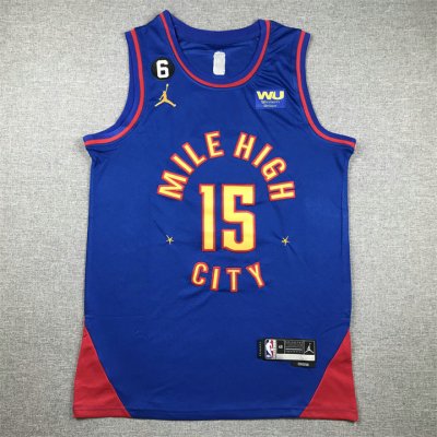 NBA 15 Jokic Nuggets 22-23 city Maillot bleu brodé